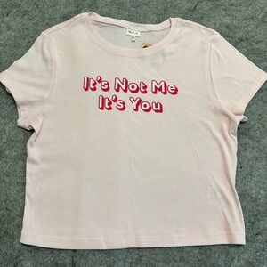 Adult Tee NWT Self Esteem Pink Short Sleeve with Bold Text
